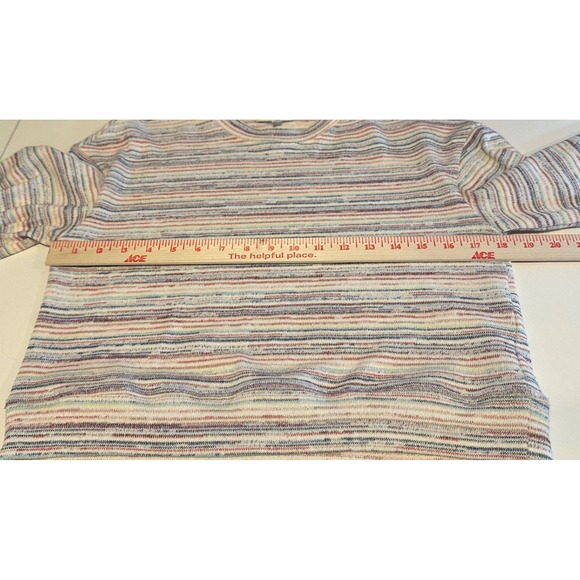Madewell Balloon Sleeve Cropped Crewneck Top Sz S Rainbow Stripe Bubble Sleeve - Picture 6 of 11
